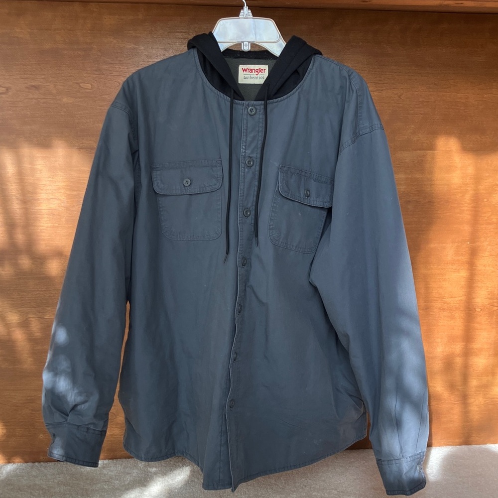 Wrangler Men's Charcoal Hooded Shirt Jacket